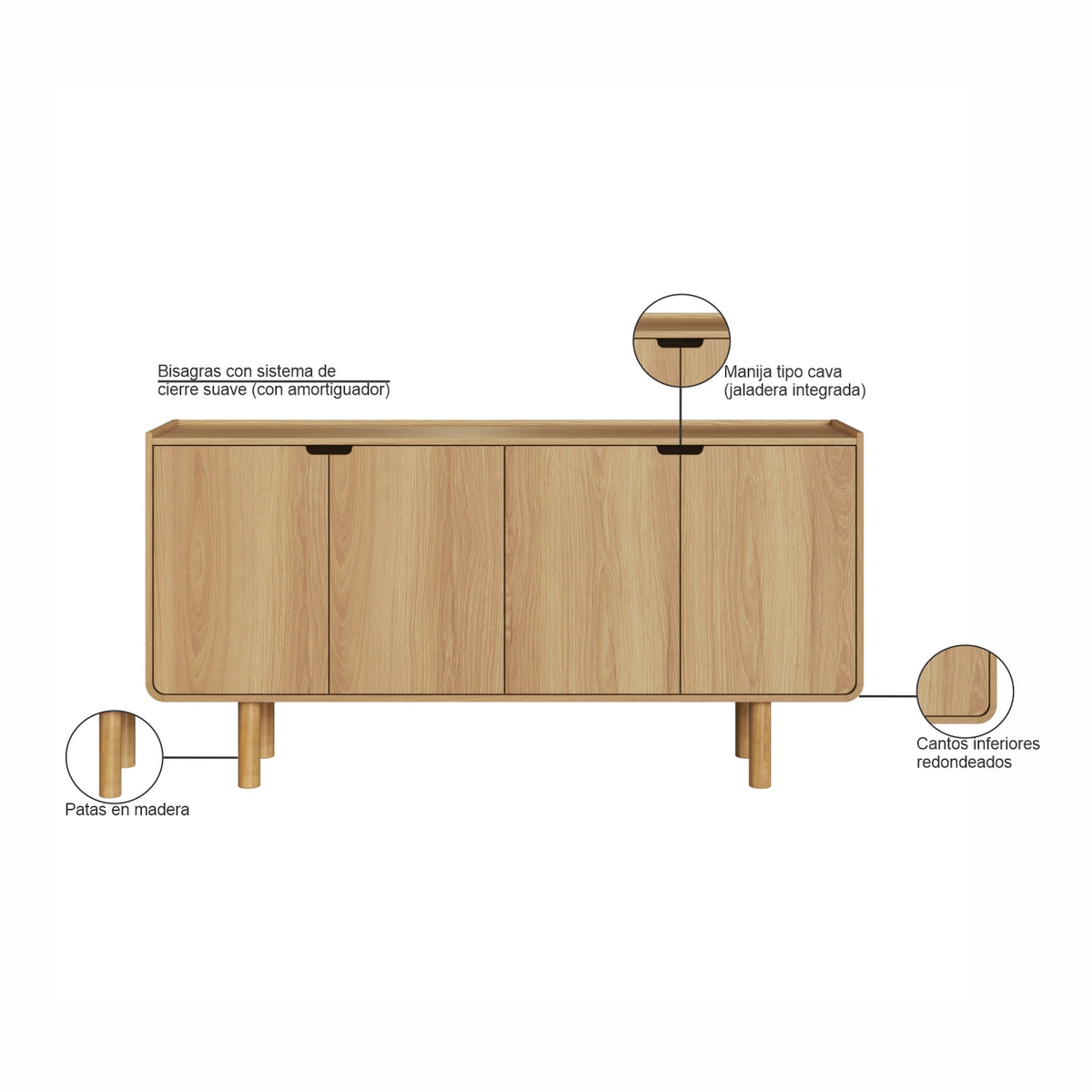 Bifé Arlette 160X80X38 Natural