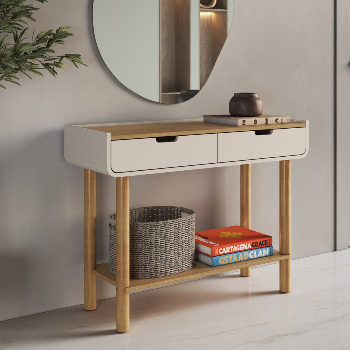 Consola Arlette 100X75X38 Natural, Off White