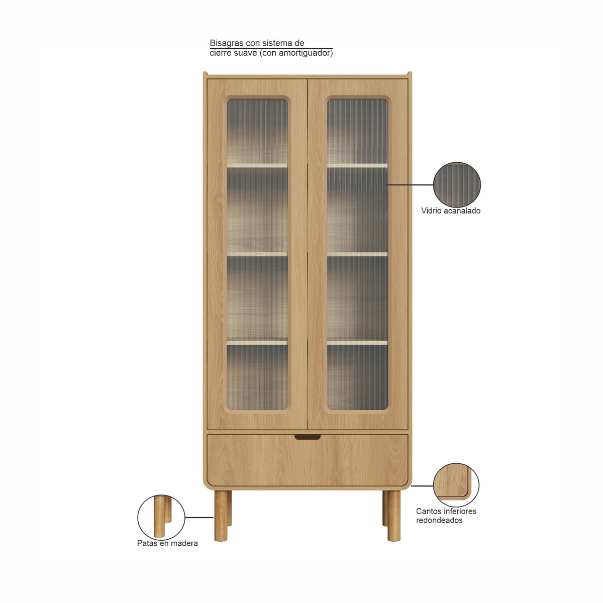 Vitrina Arlette 80X180X38 Natural