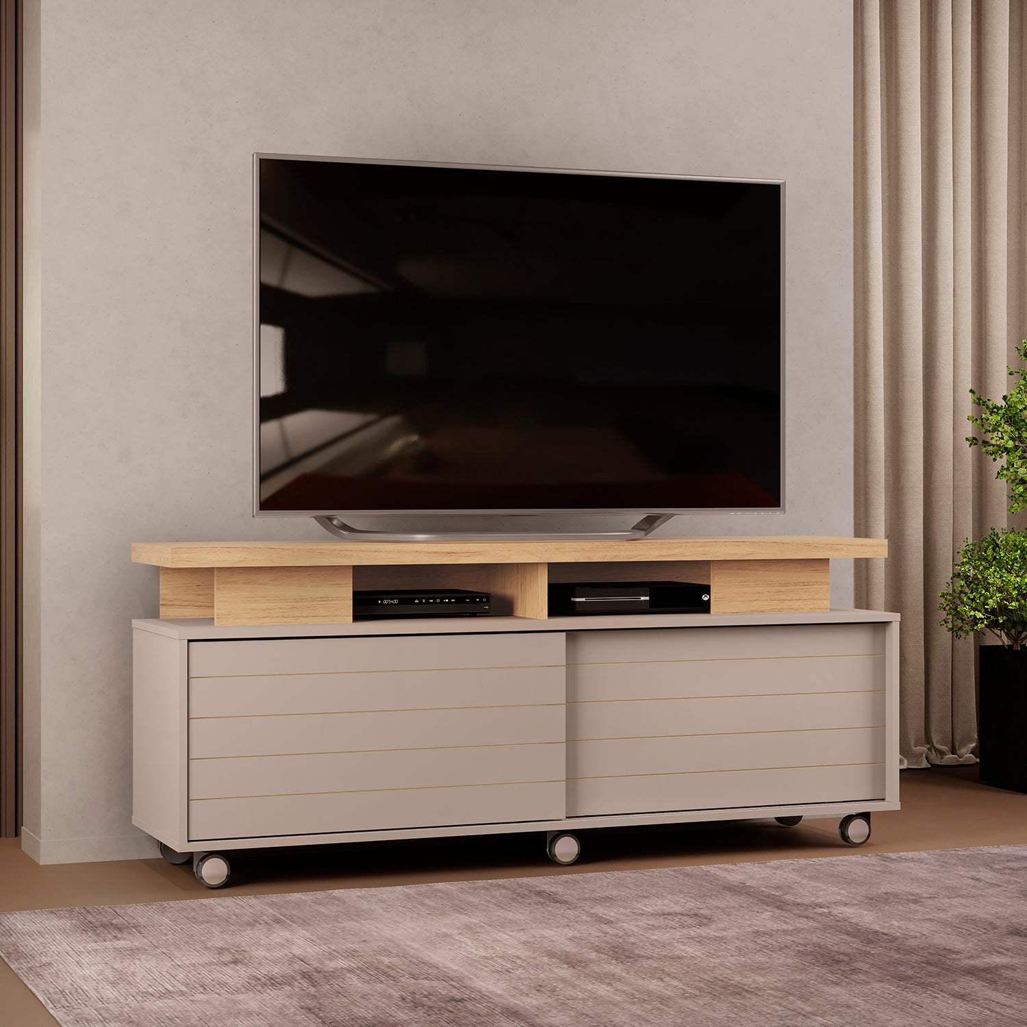 Mesa Tv Barton 1.50 Natural, Gris