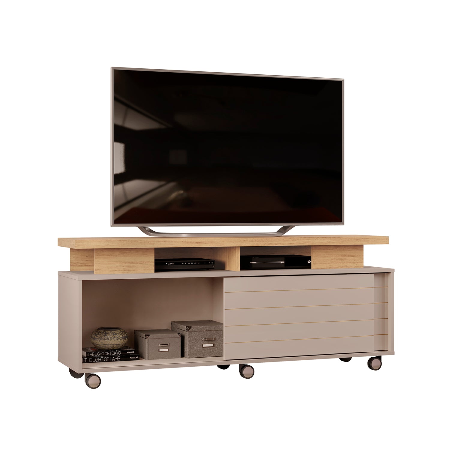 Mesa Tv Barton 1.50 Natural, Gris