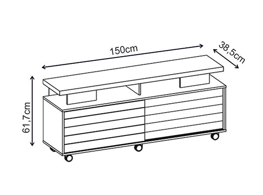 Mesa Tv Barton 1.50 Natural, Gris