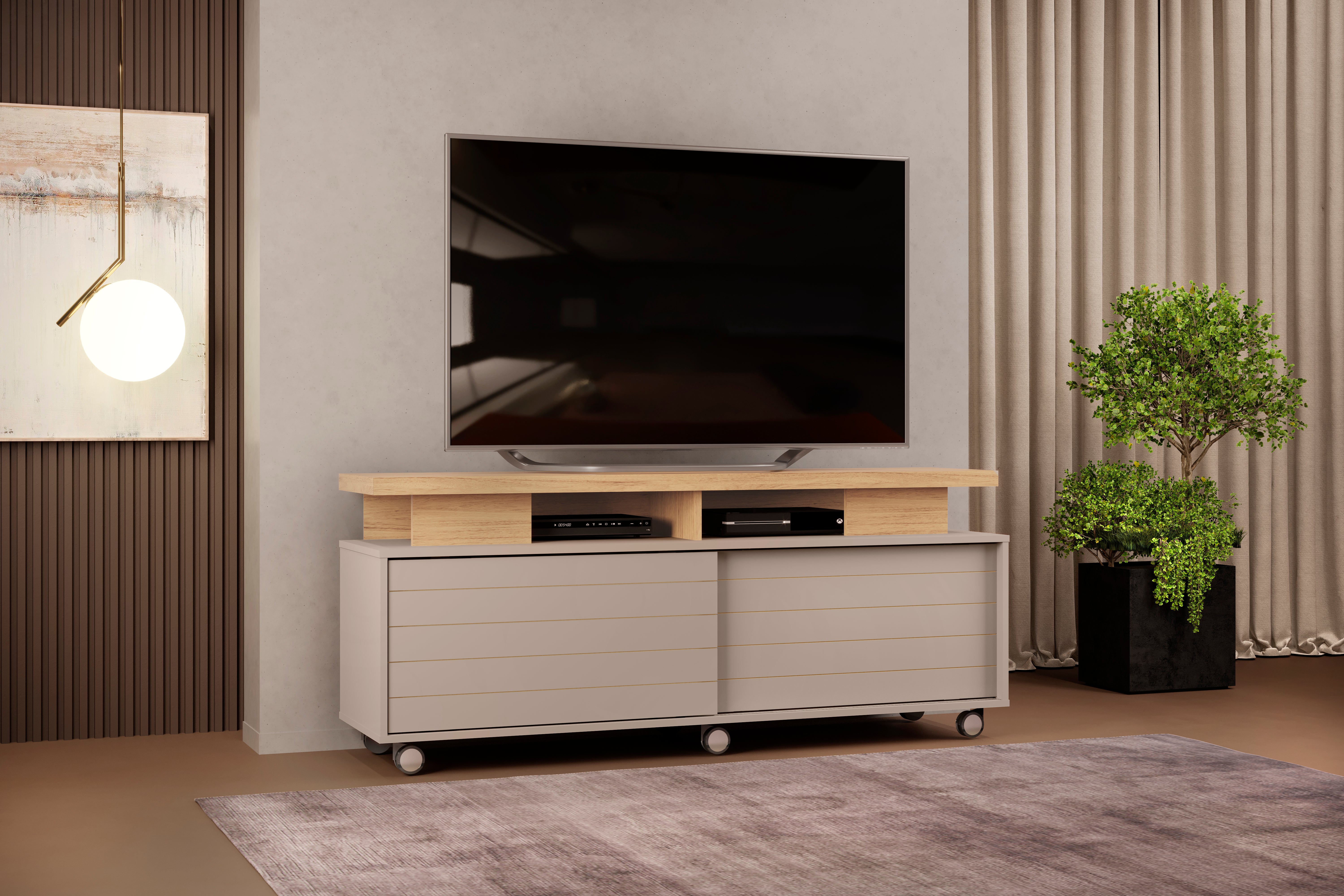 Mesa Tv Barton 1.50 Natural, Gris