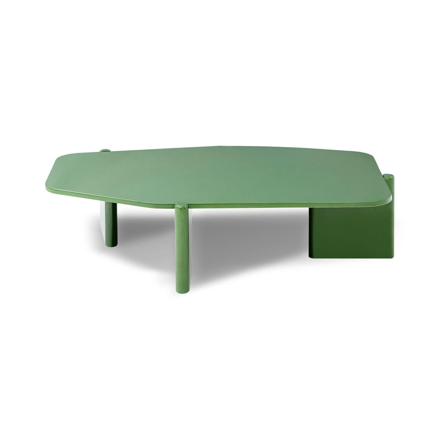 Mesa De Centro Oklam Asimetrica Verde.