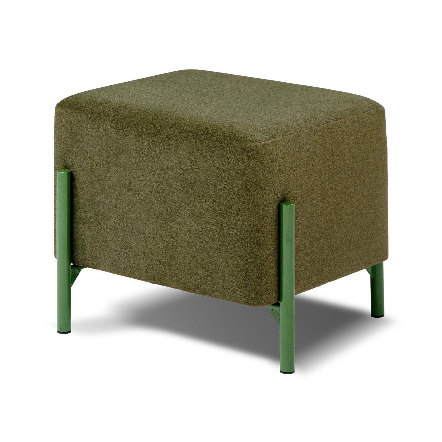 Puff Arthur Velvet Nara Verde, Verde Cuadrado