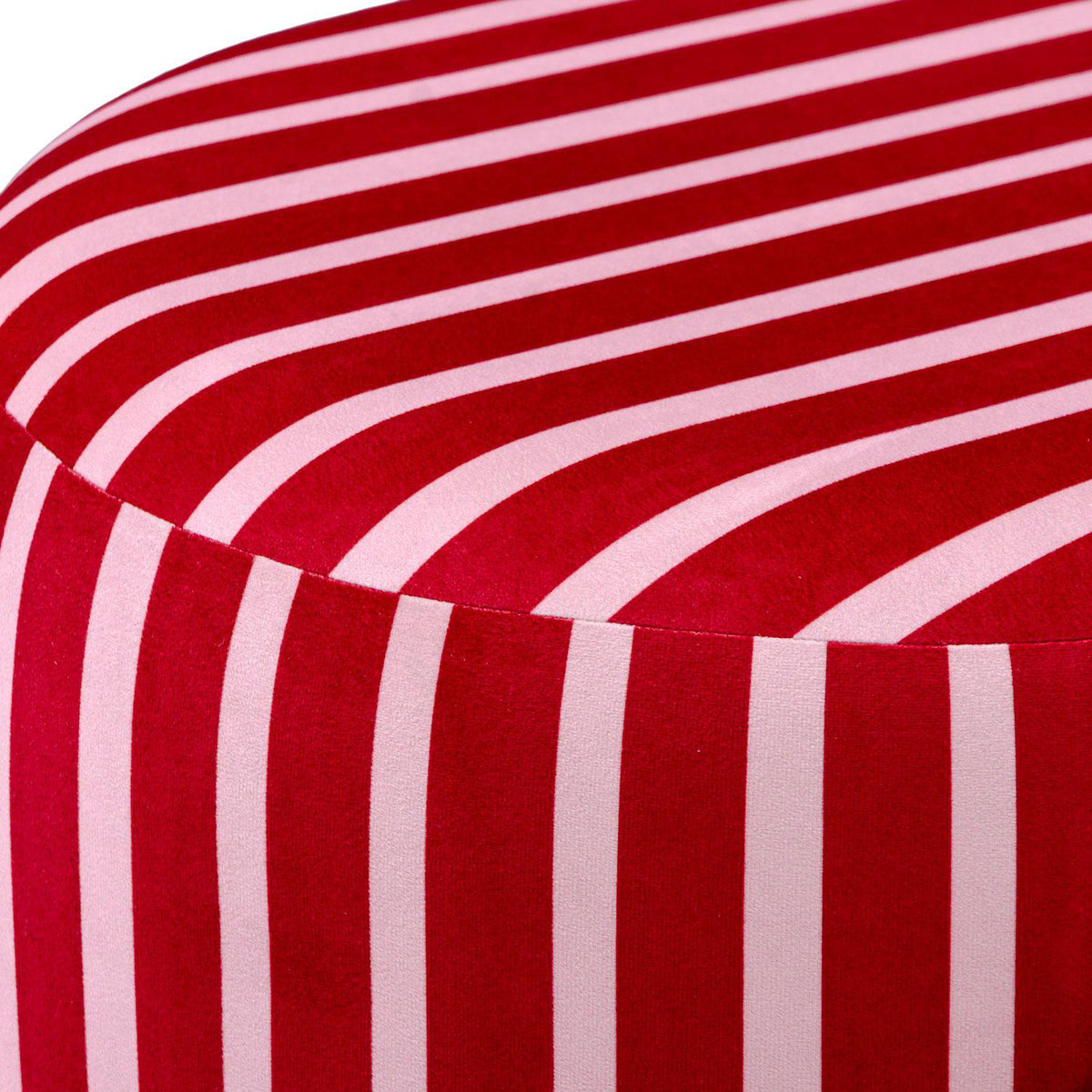 Puff Arthur Velvet Rayas Rosa, Rojo Circular