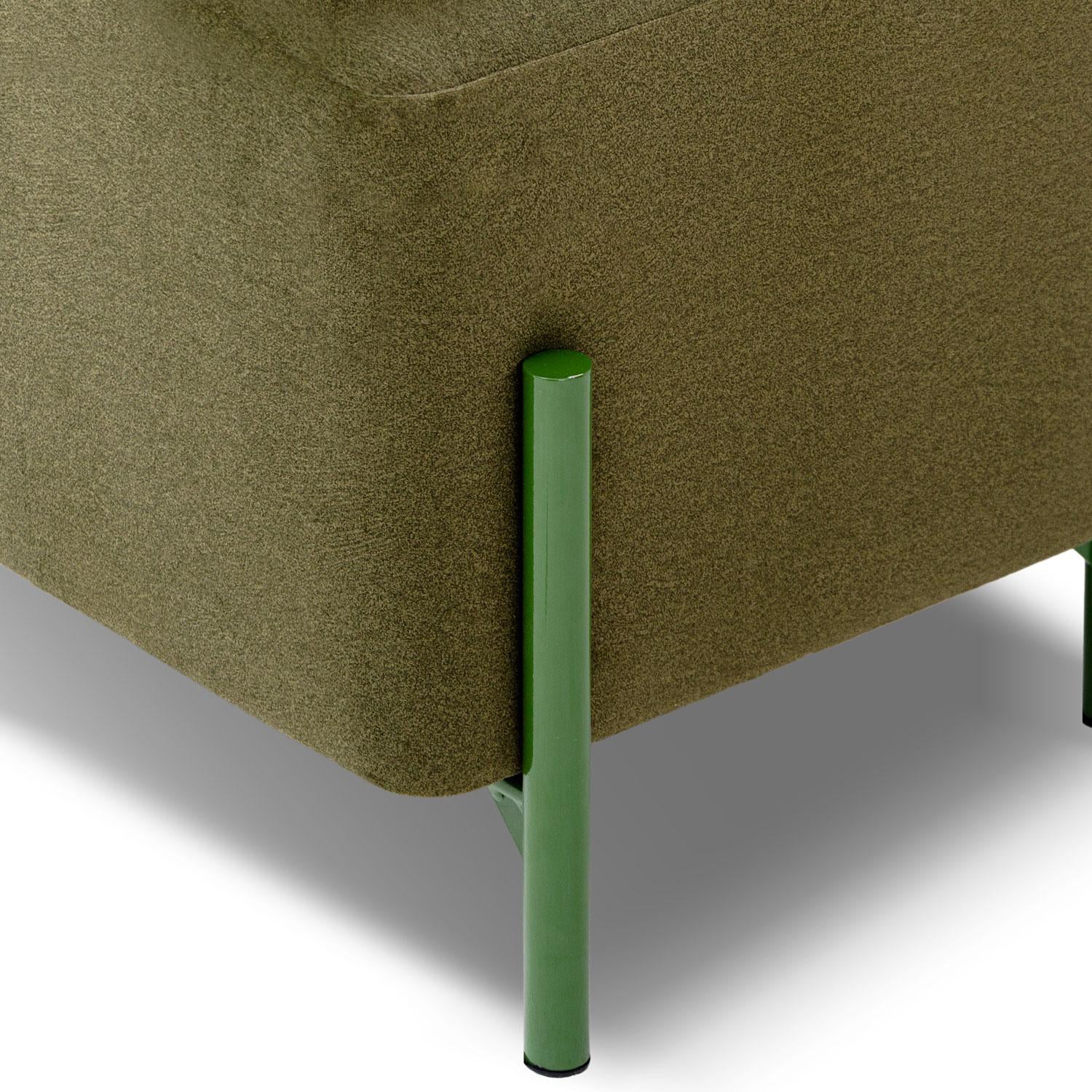 Puff Arthur Velvet Nara Verde, Verde Cuadrado