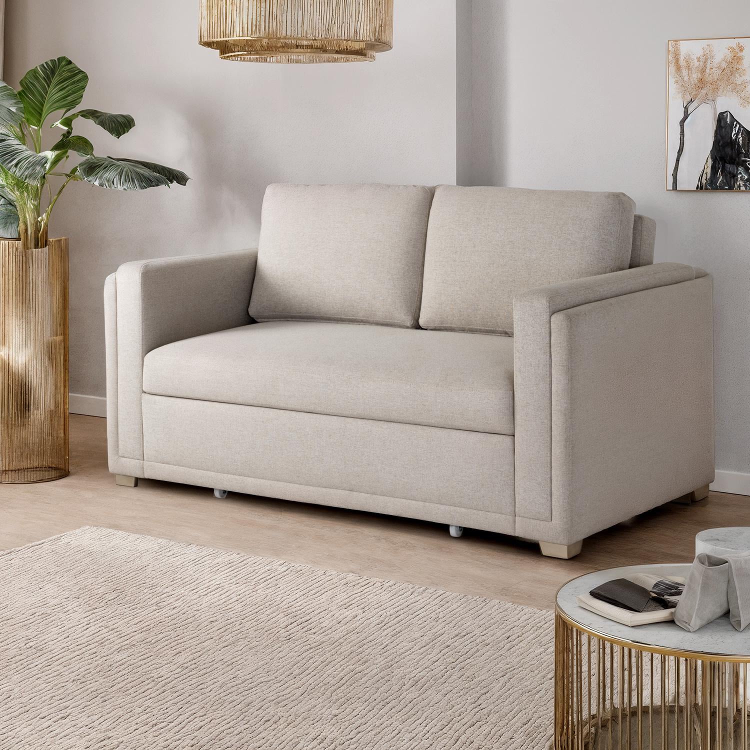 Sofacama Gala Lino Verona Beige, Champaña 1.50