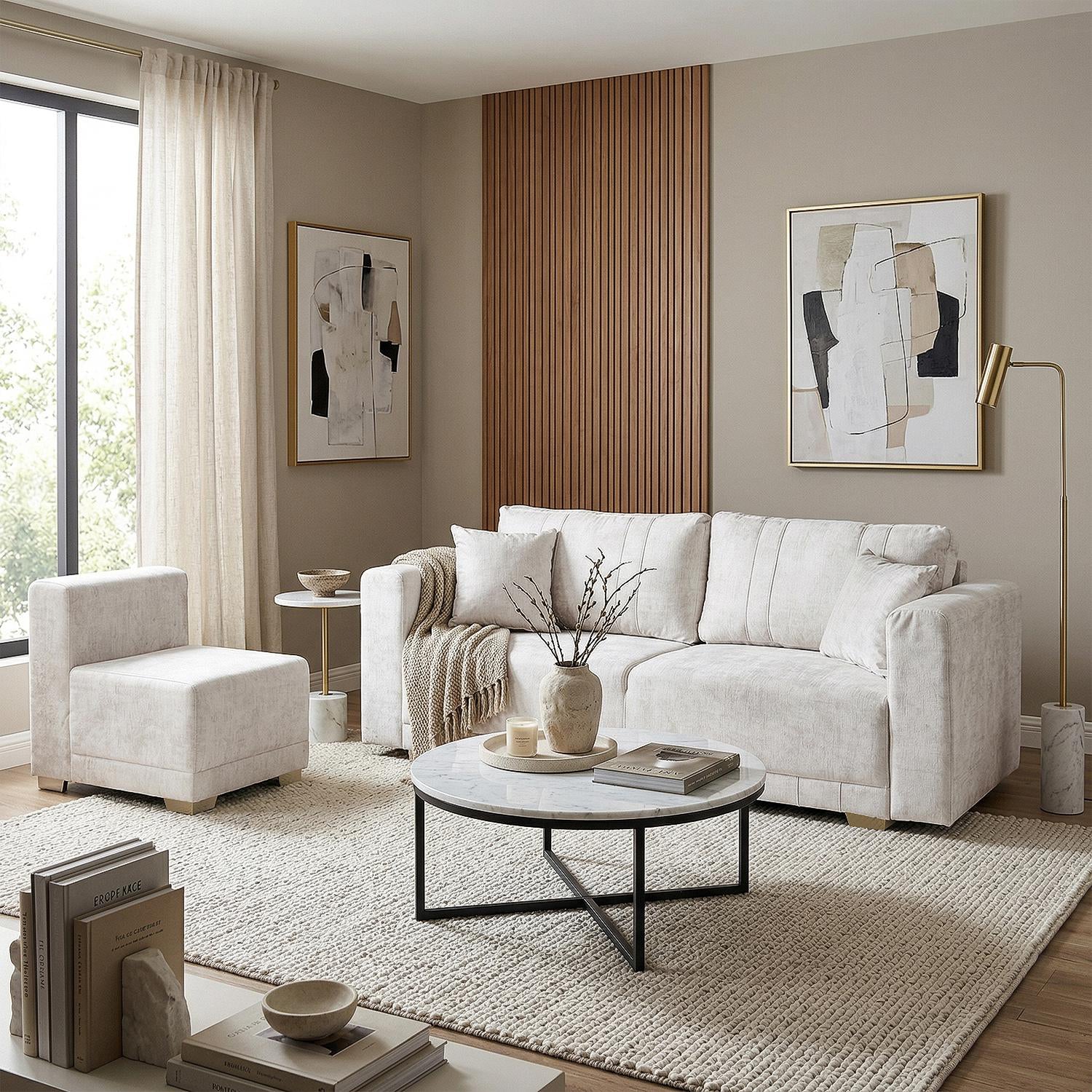 Sala Funcional Andora Estocolmo Blanco, Champaña Brazo Desmontable