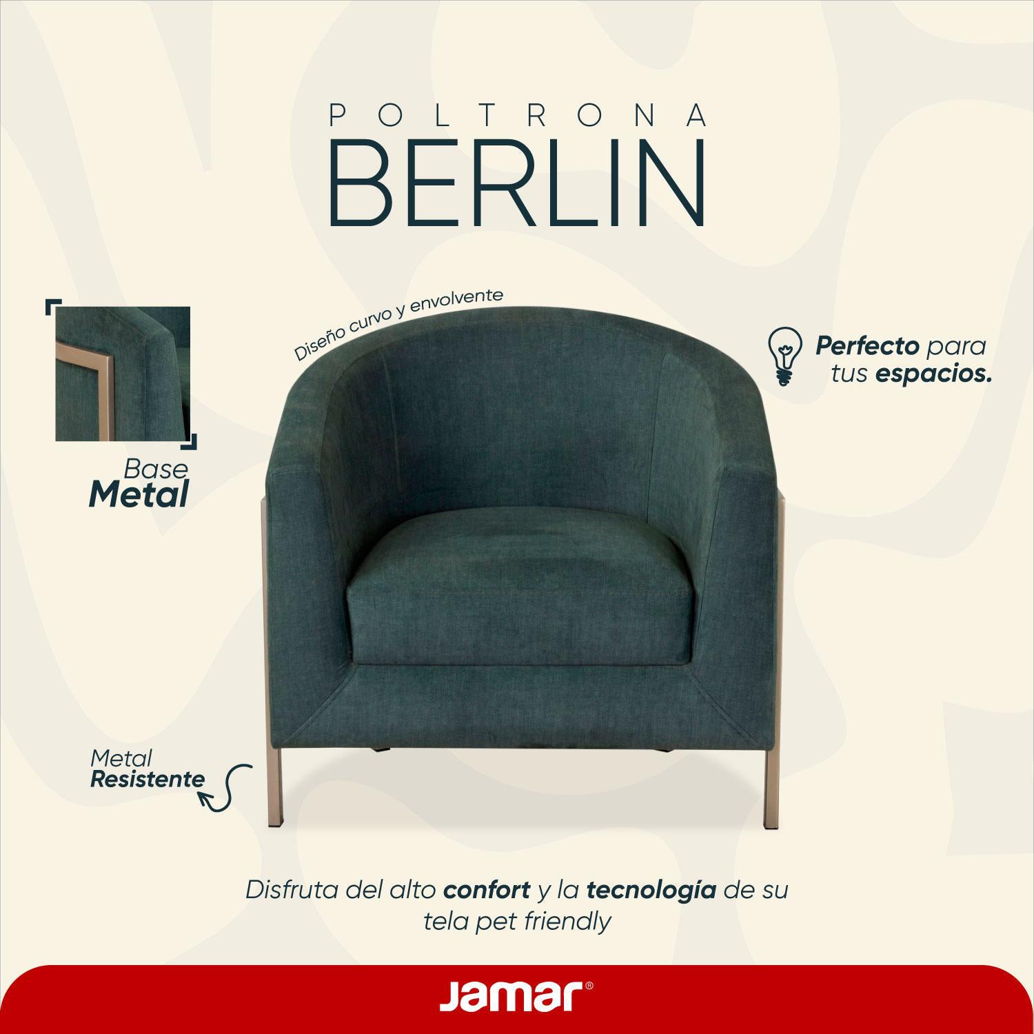 Poltrona Berlin Velvet Verde, Champaña