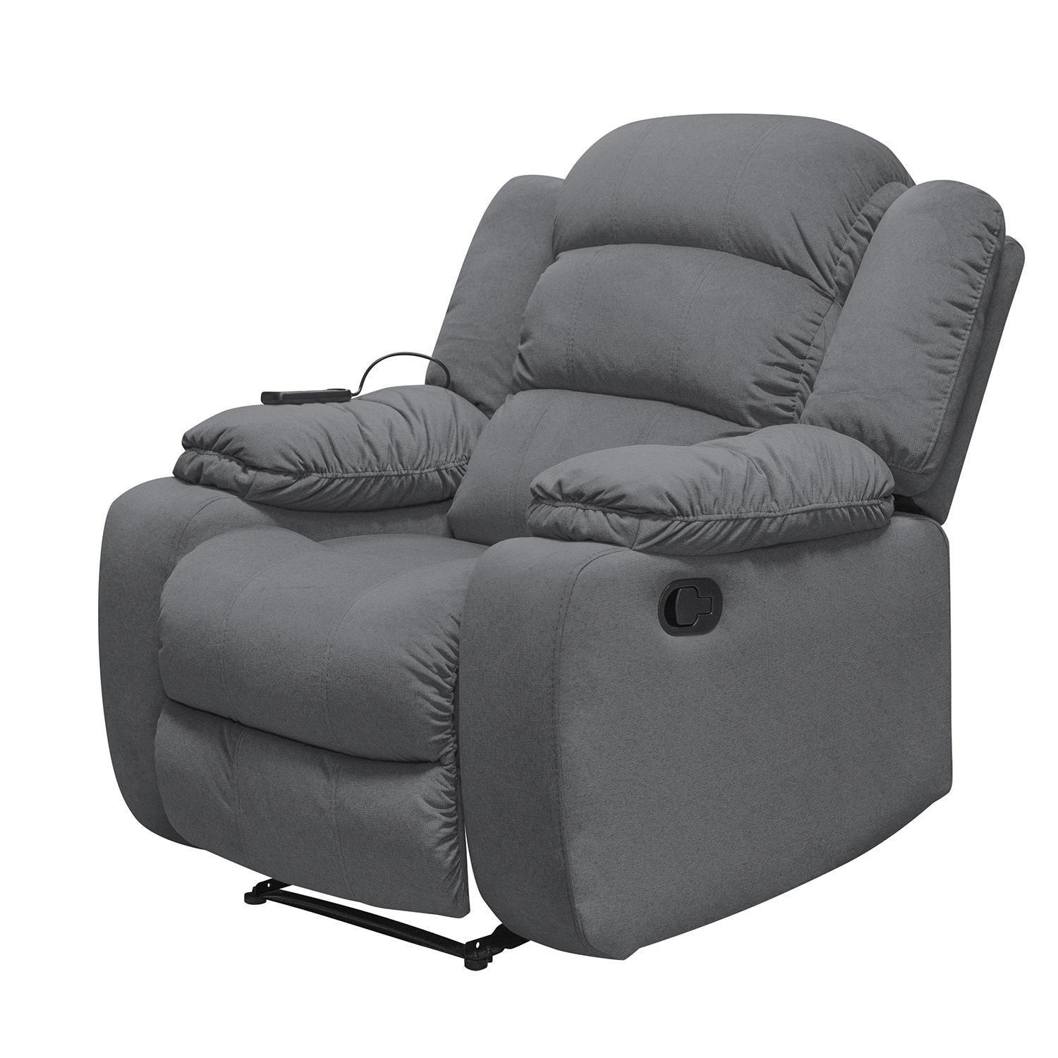 Silla Reclinable Nico Velvet Primada Gris Masajeador