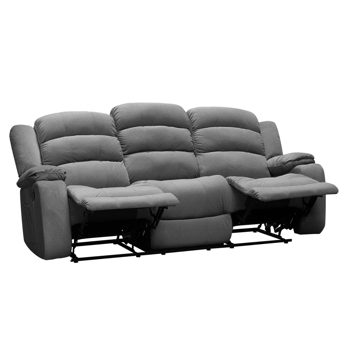 Sofa Reclinable Nico 3 Puestos Velvet Primada Gris