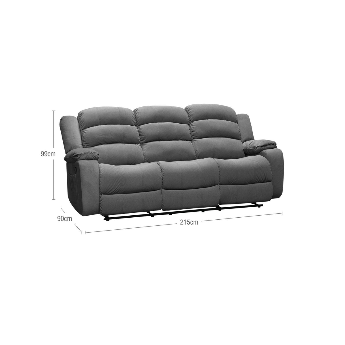 Sofa Reclinable Nico 3 Puestos Velvet Primada Gris