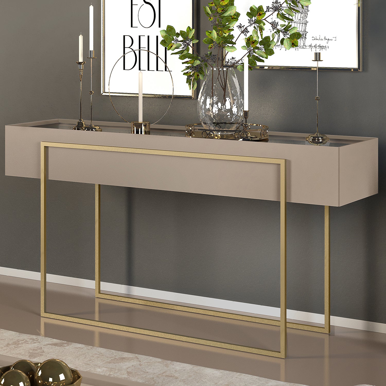 Consola Loft Gris, Champaña