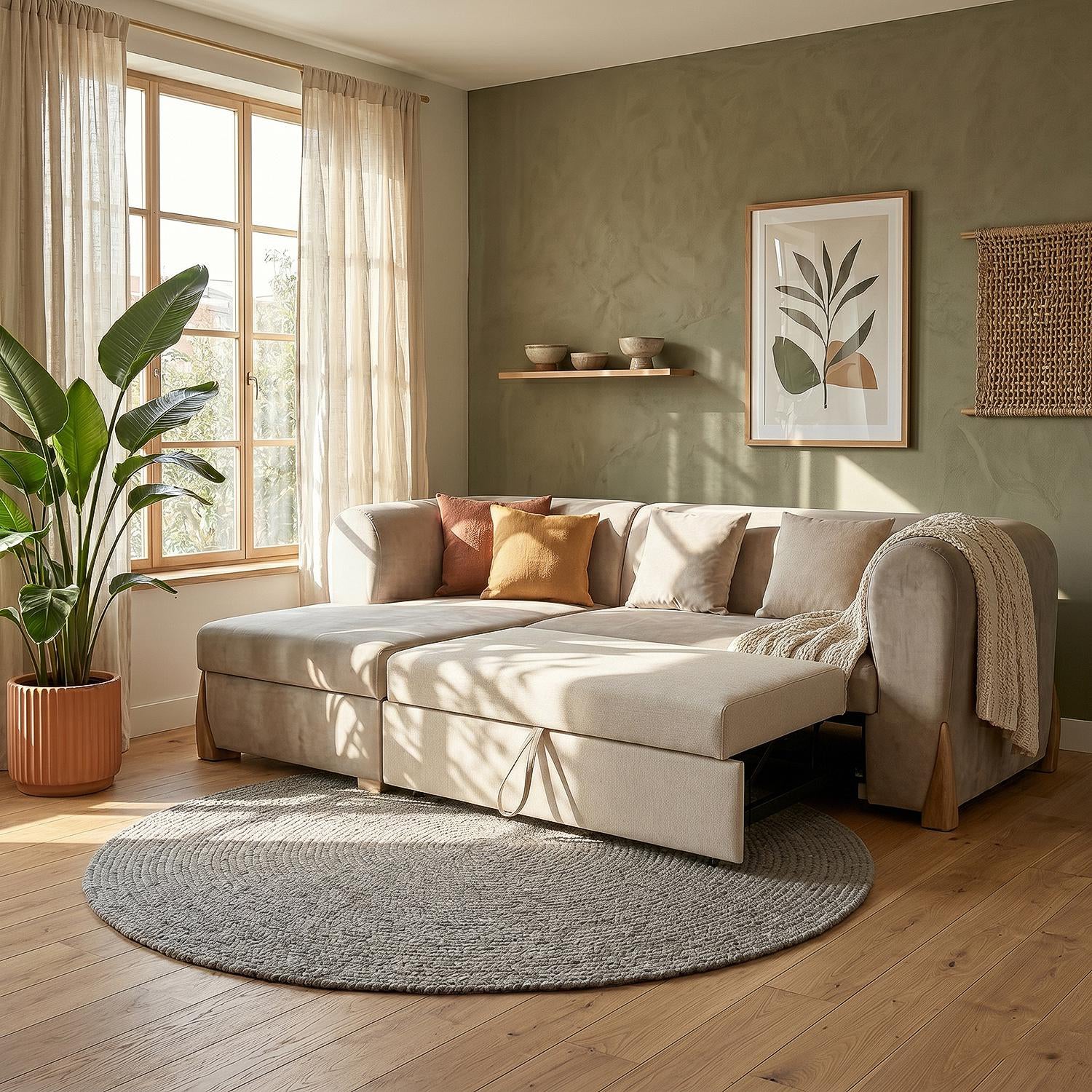 Sala Cama Bell Impetu Beige, Natural Orientación Izquierda