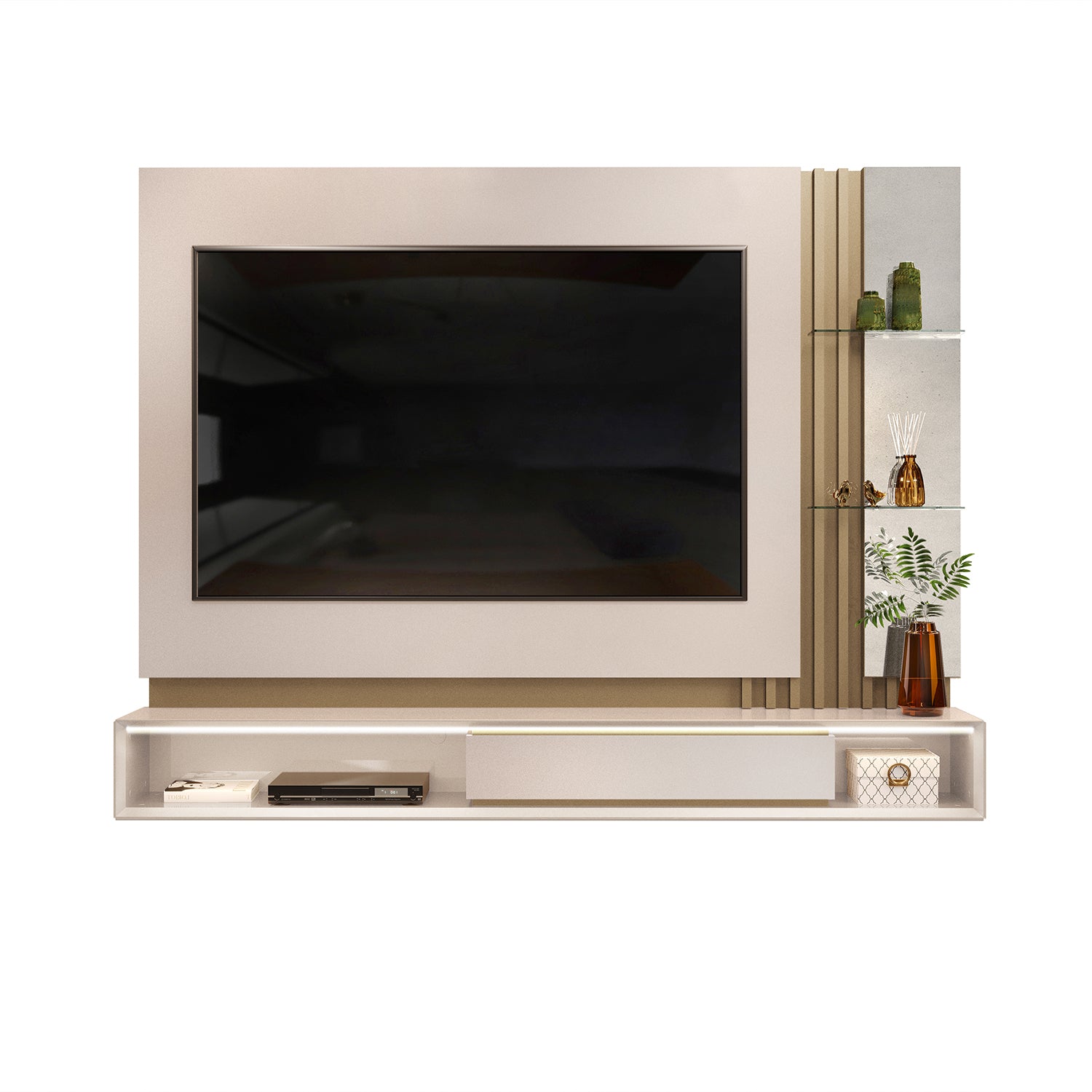 Panel de Tv Noah Blanco Perla, Champaña 219X168X30