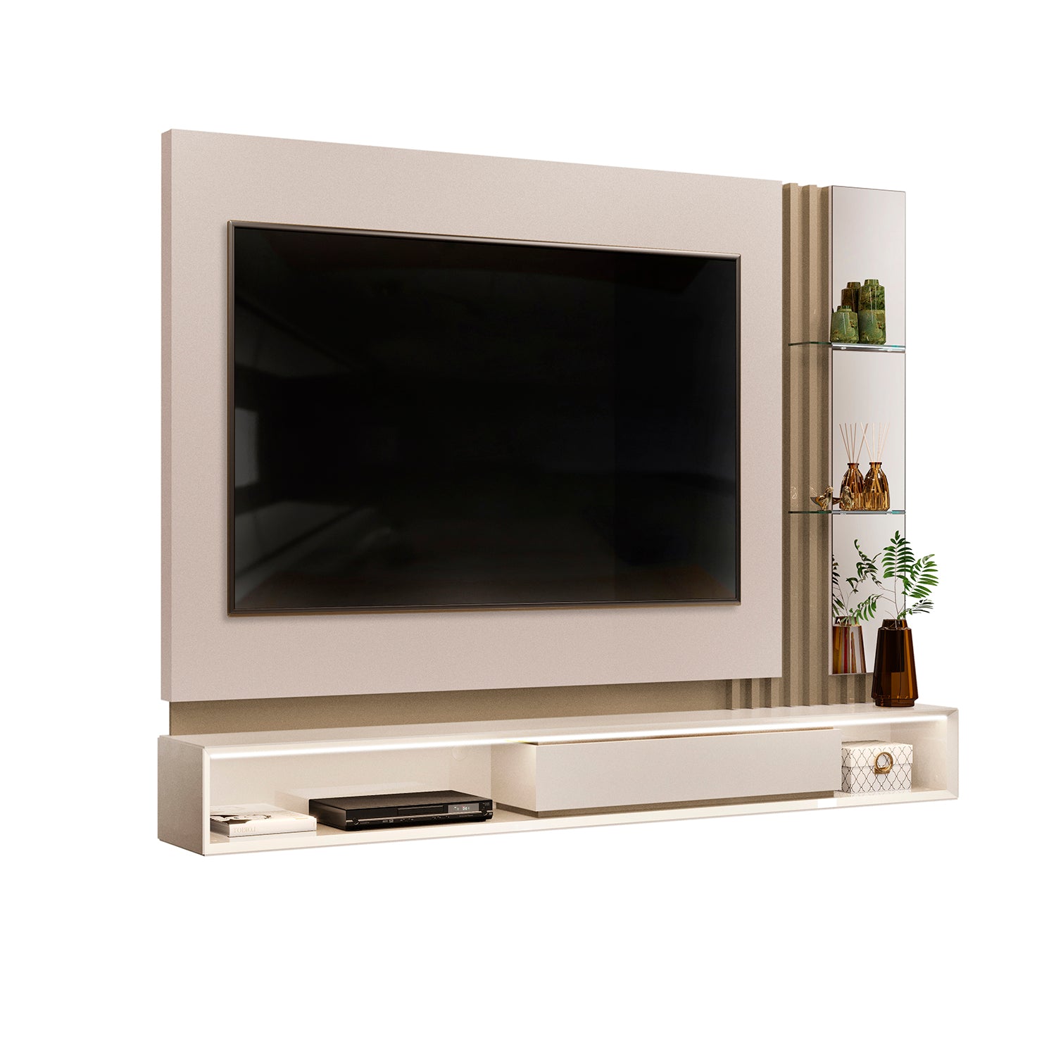 Panel de Tv Noah Blanco Perla, Champaña 219X168X30