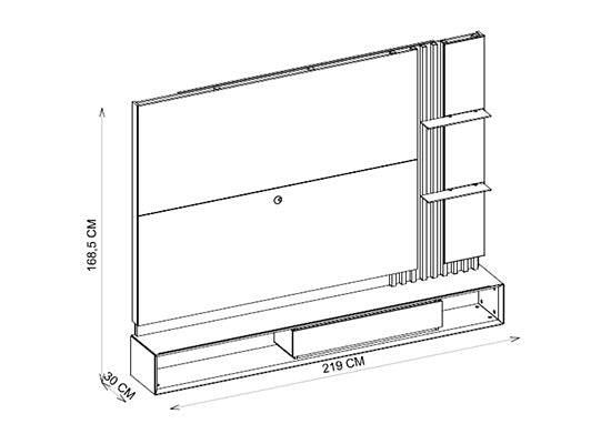 Panel de Tv Noah Blanco Perla, Champaña 219X168X30