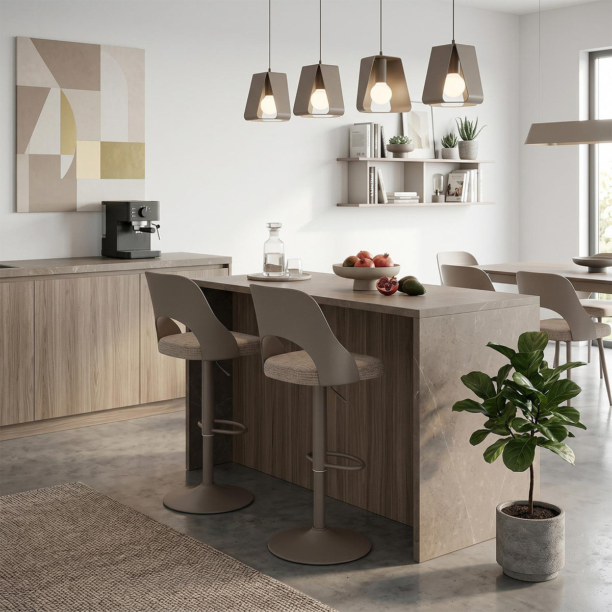 Silla Para Barra Dana Lino Taupe