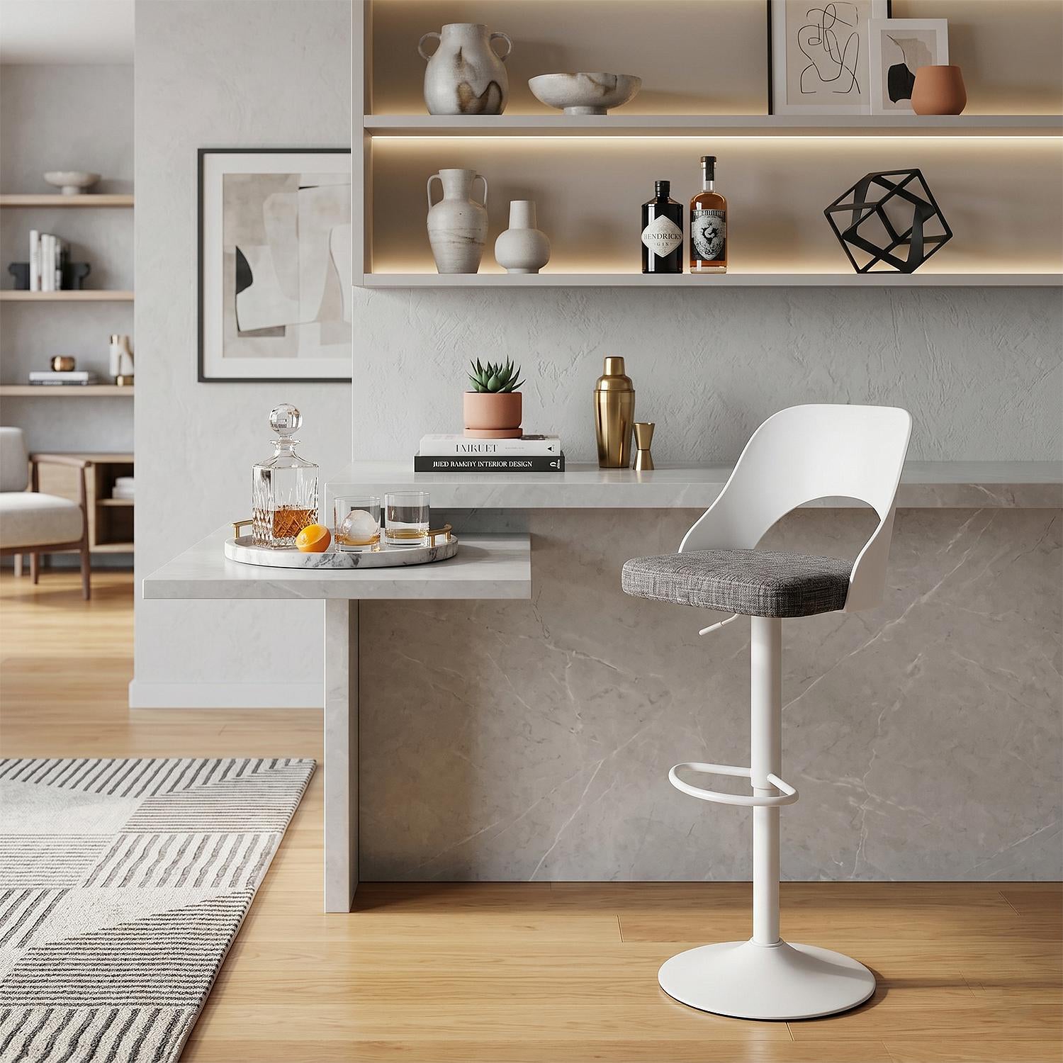 Silla Para Barra Dana Lino Gris