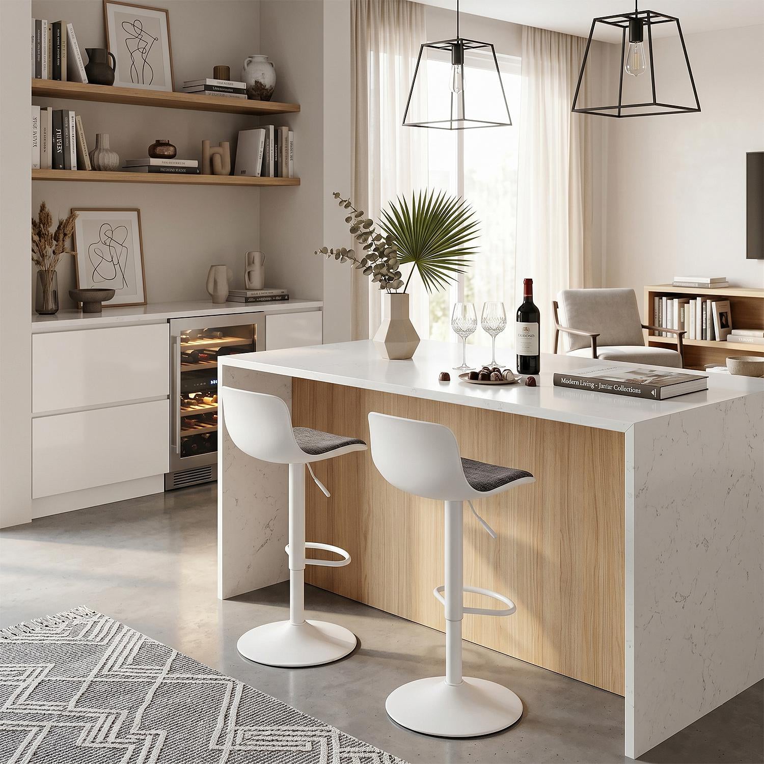 Silla Para Barra Ethan Lino Gris