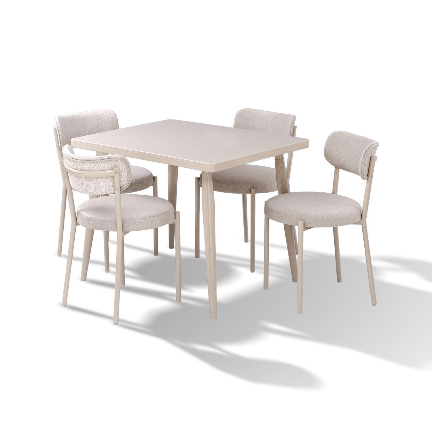 Comedor 4 Puestos Arthur Velvet Serena Cocoa, Latte.