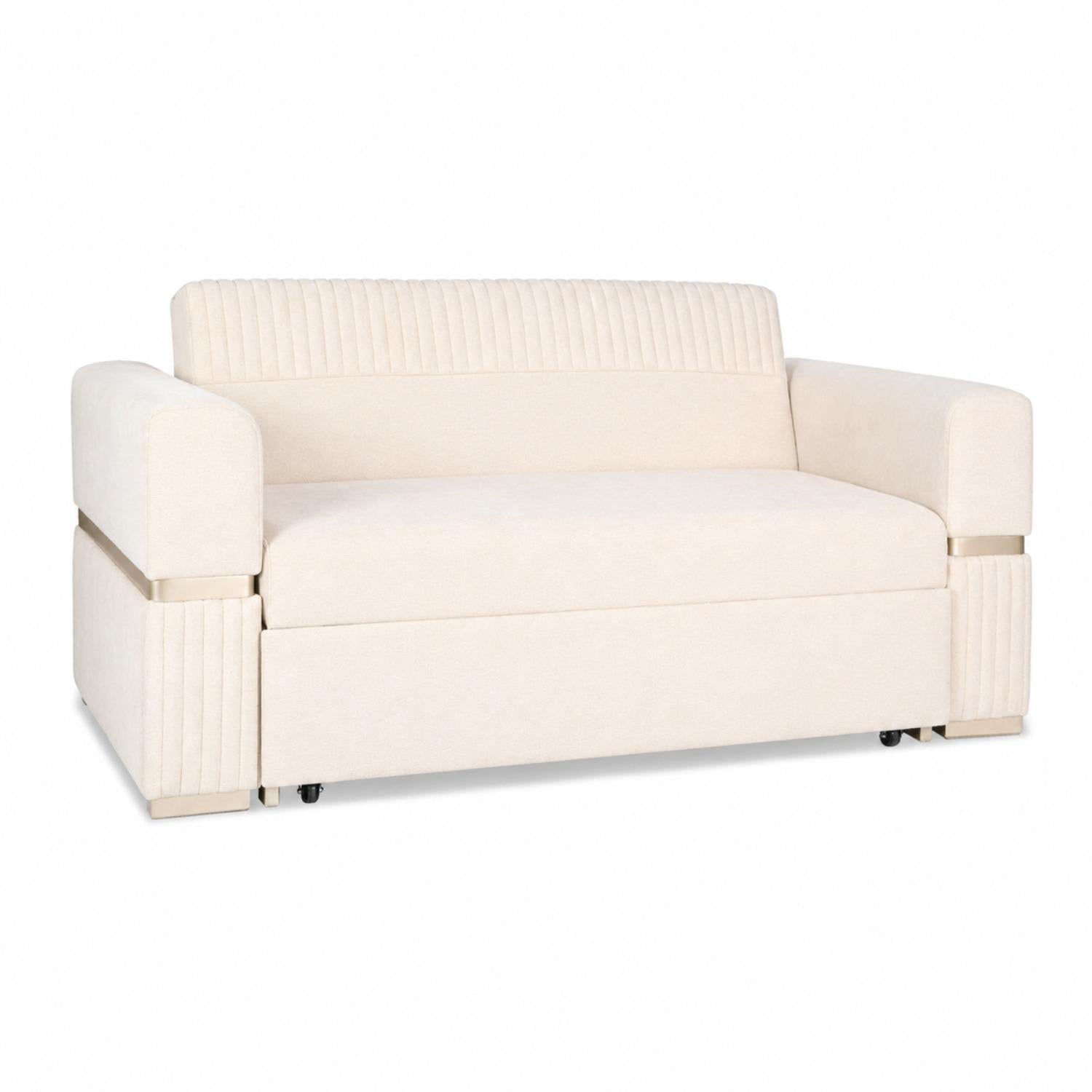 Sofá Cama Dhara Chenille Almendra 145 Cm Brazo Desmontable