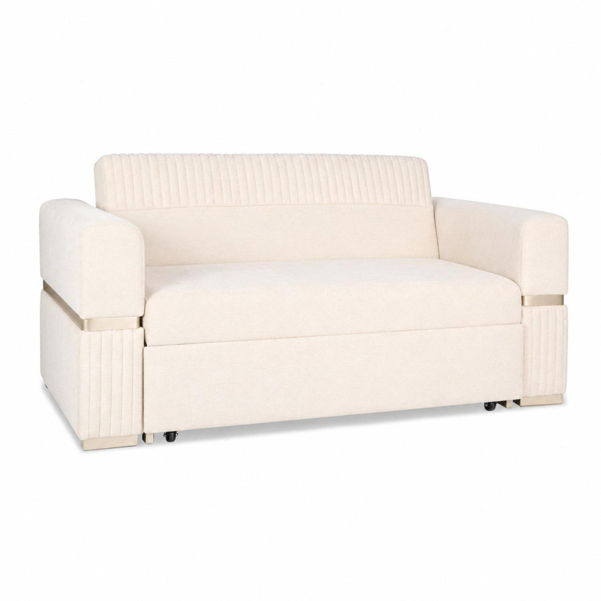 Sofá Cama Dhara Chenille Almendra 145 Cm Brazo Desmontable