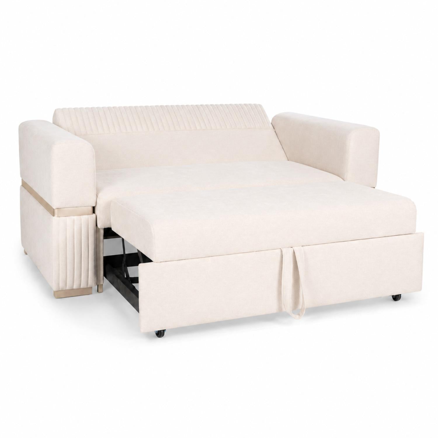 Sofá Cama Dhara Chenille Almendra 145 Cm Brazo Desmontable