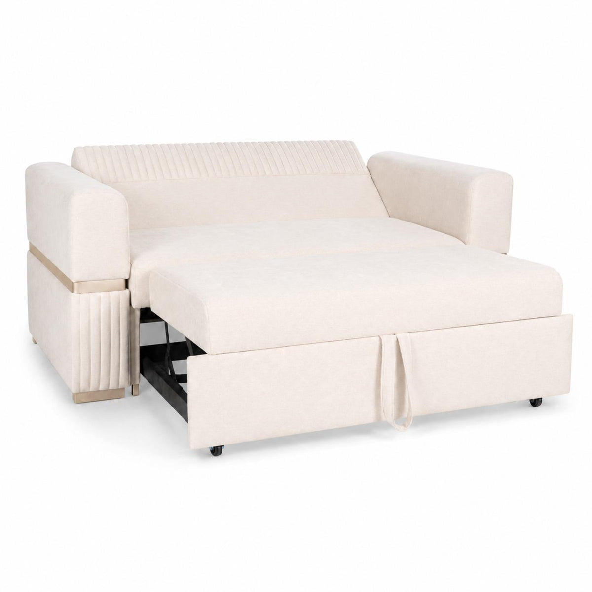 Sofá Cama Dhara Chenille Almendra 145 Cm Brazo Desmontable