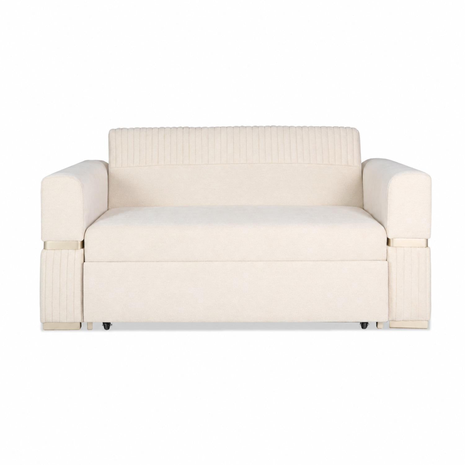 Sofá Cama Dhara Chenille Almendra 145 Cm Brazo Desmontable