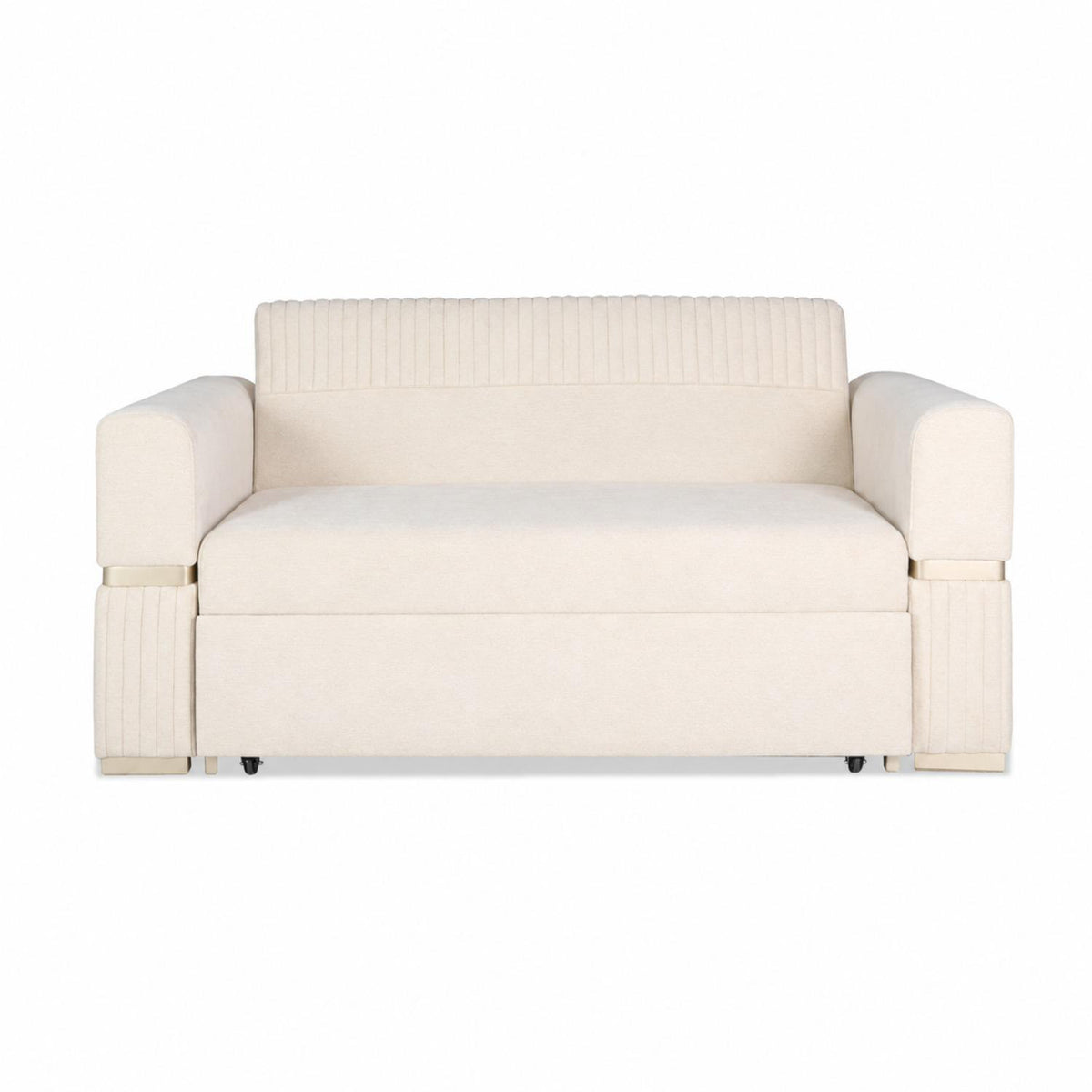 Sofá Cama Dhara Chenille Almendra 145 Cm Brazo Desmontable