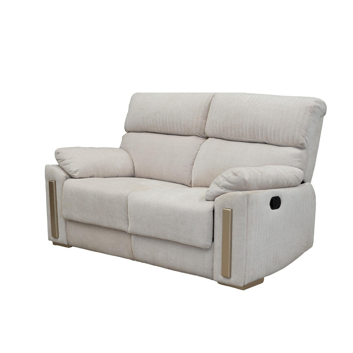 Sofá Reclinable 2 Puestos Dinna Chenille Touch Almendra, Champaña