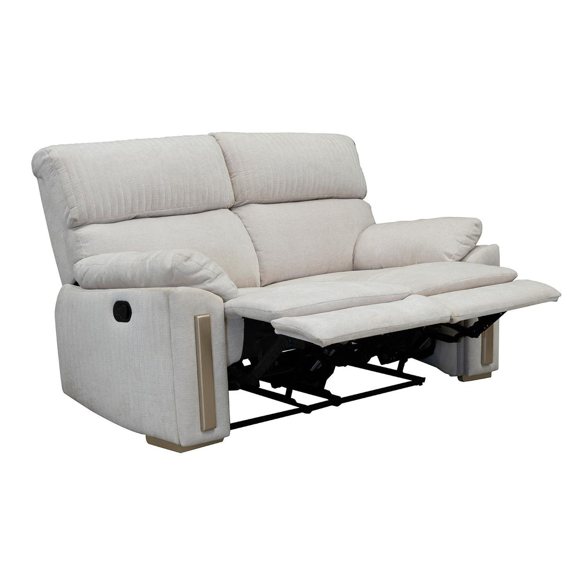 Sofá Reclinable 2 Puestos Dinna Chenille Touch Almendra, Champaña