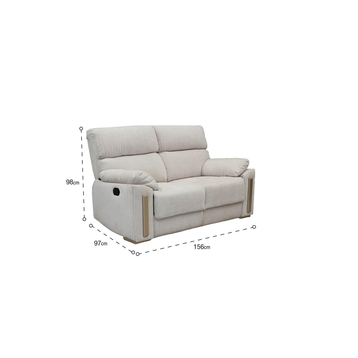 Sofá Reclinable 2 Puestos Dinna Chenille Touch Almendra, Champaña