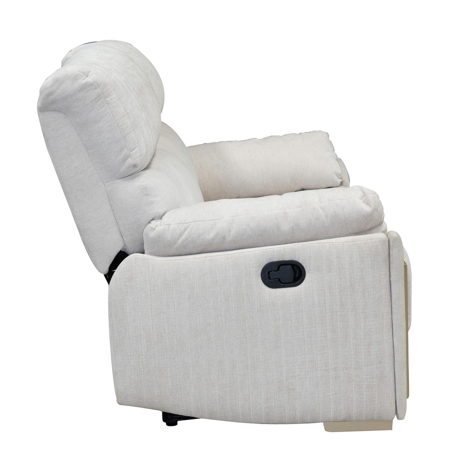 Sofá Reclinable 3 Puestos Dinna Chenille Touch Almendra, Champaña