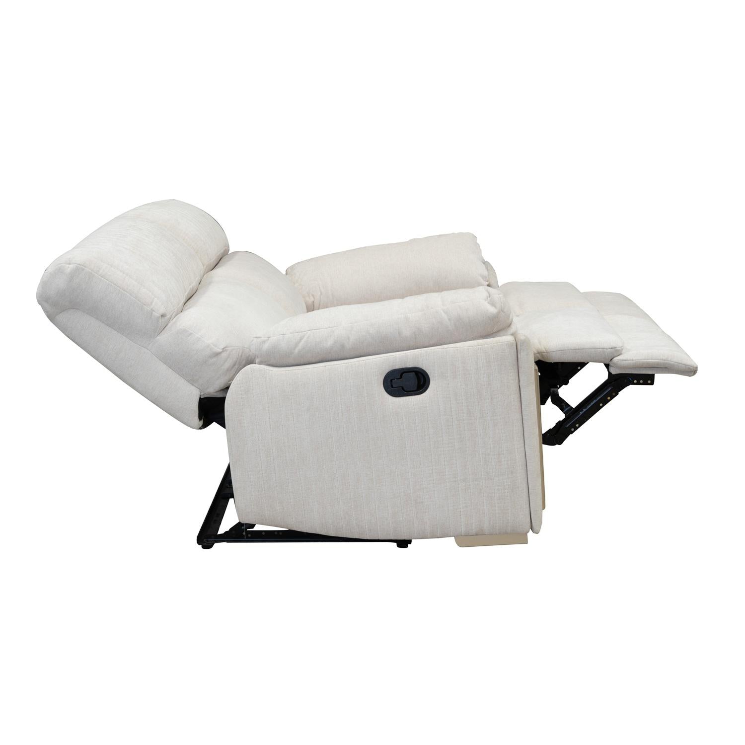 Sofá Reclinable 3 Puestos Dinna Chenille Touch Almendra, Champaña