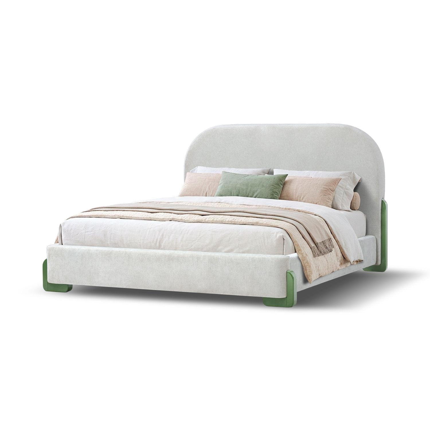 Cama Doble London Velvet Verde.