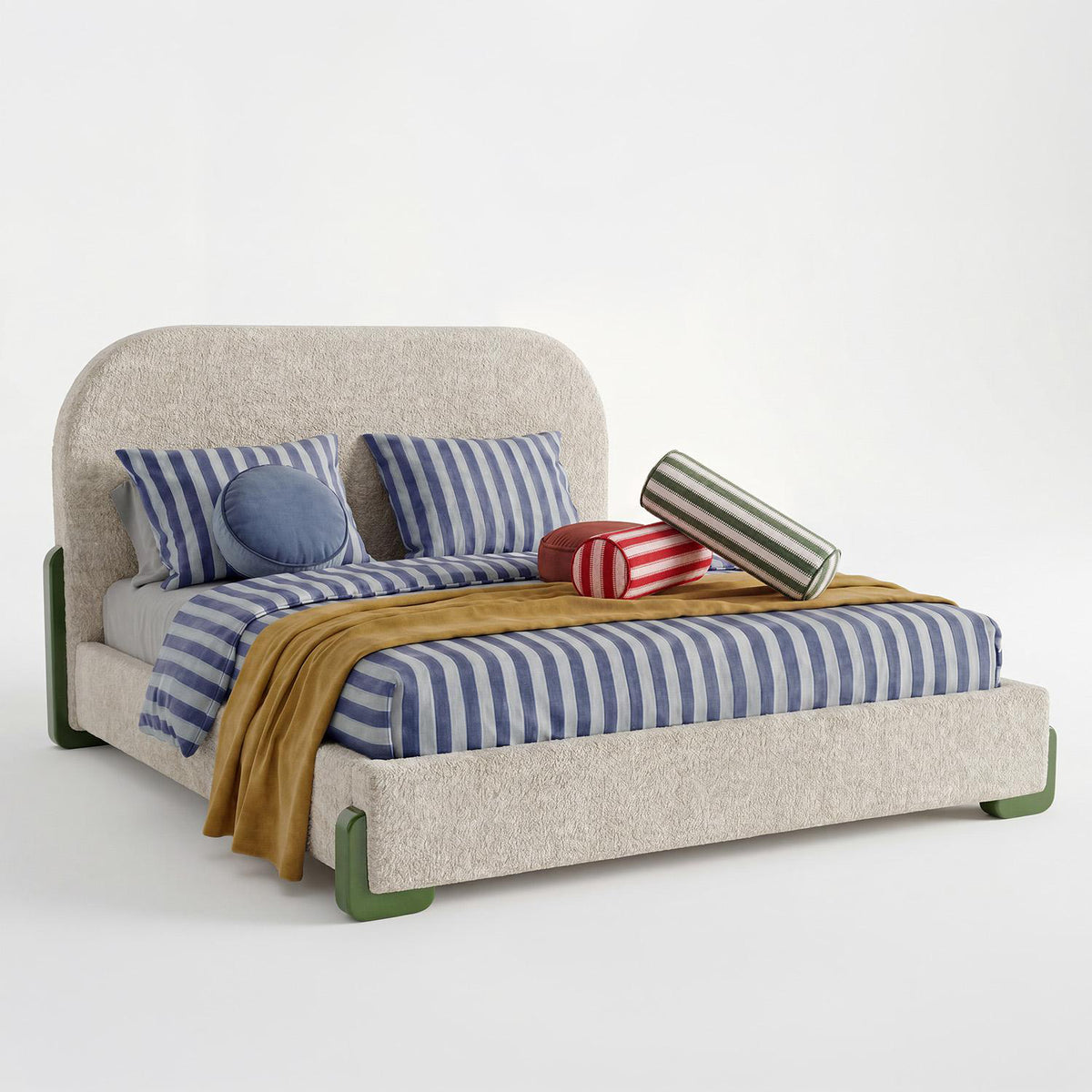 Cama Doble London Velvet Verde.