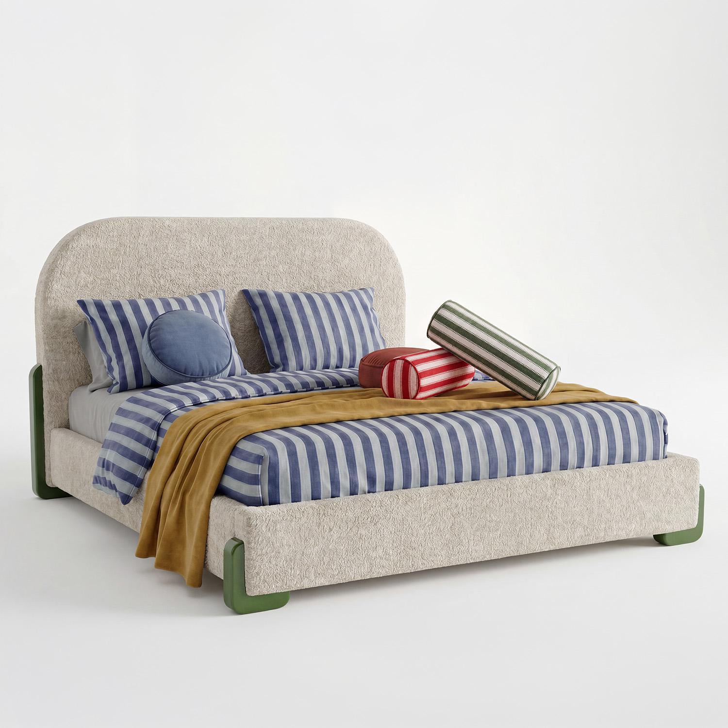 Cama Doble London Velvet Verde.
