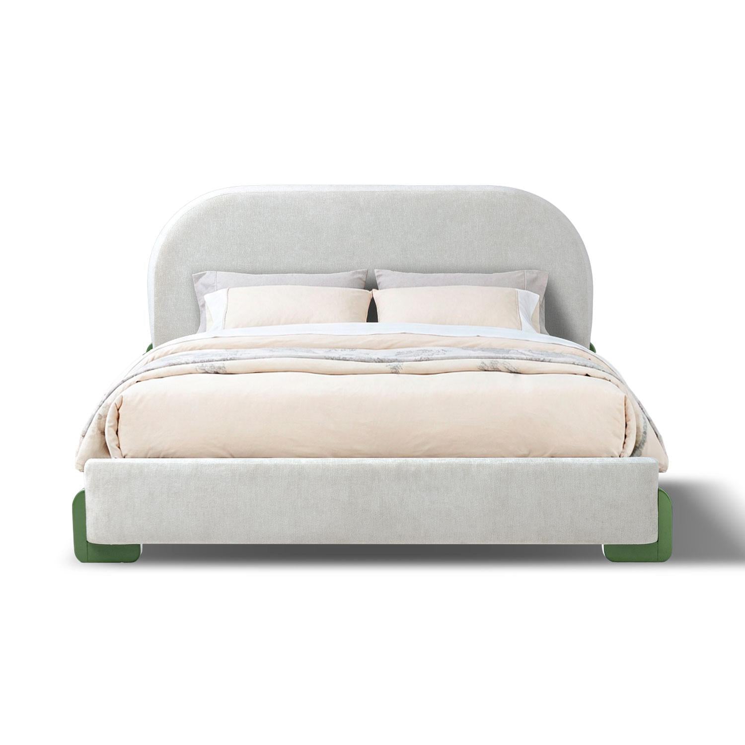 Cama Doble London Velvet Verde.