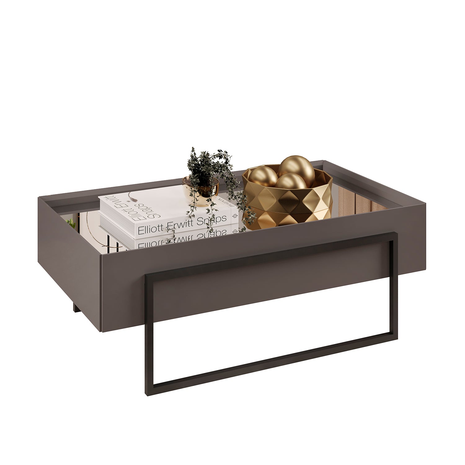 Mesa De Centro Loft Gris Plomo, Negro