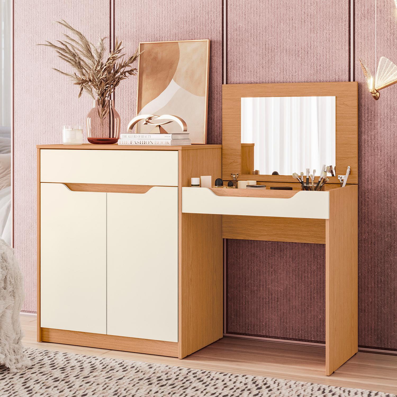 Tocador Falcon Off White, Natural