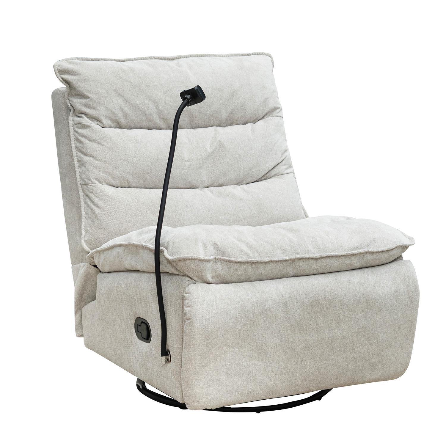 Silla Reclinable Kioto Chenille Impetu Beige, Mecedor Giratorio