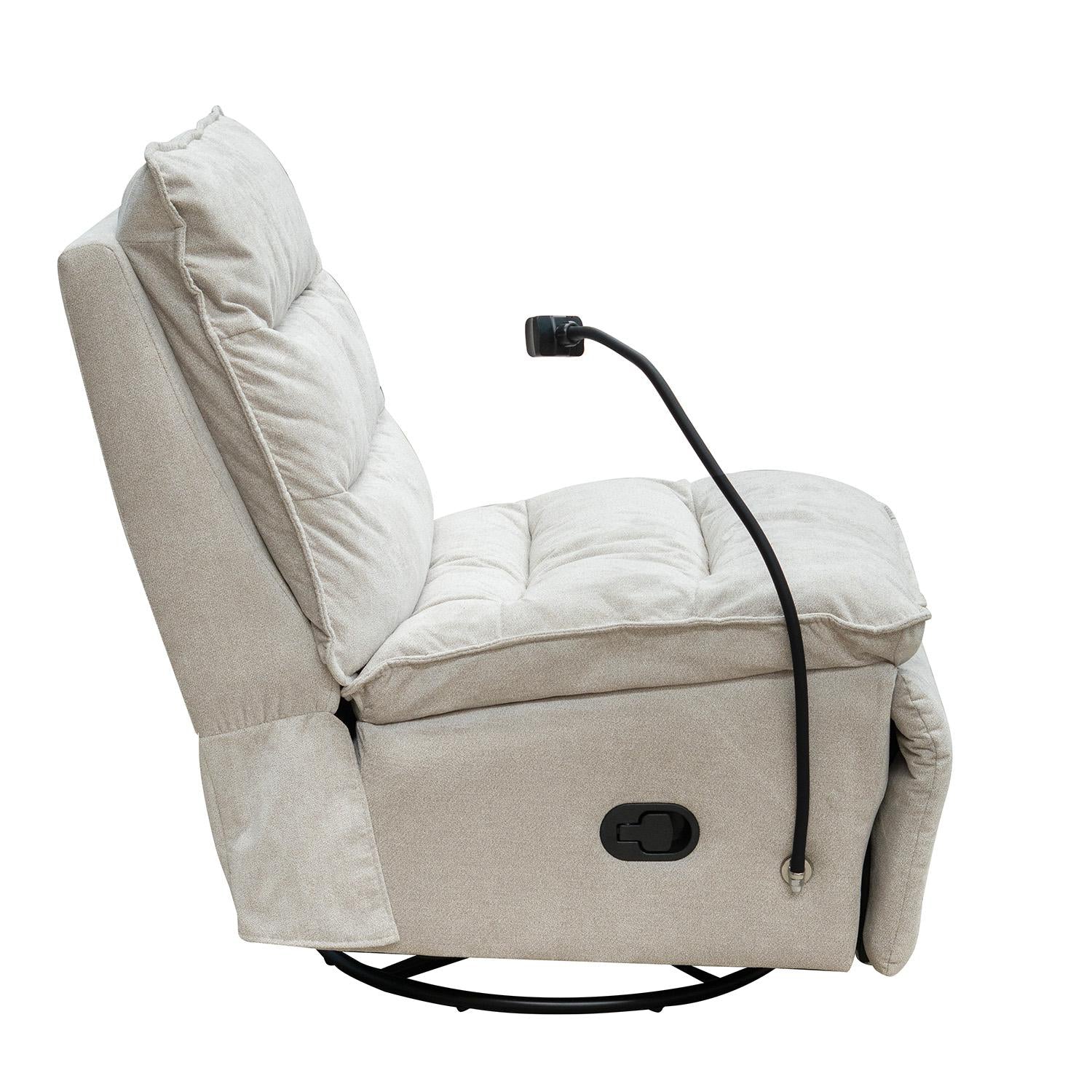 Silla Reclinable Kioto Chenille Impetu Beige, Mecedor Giratorio