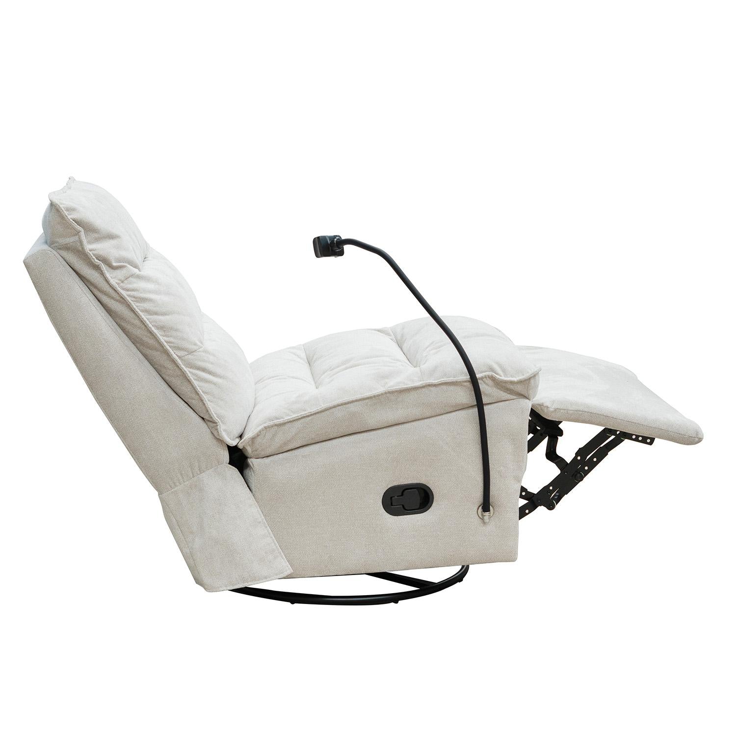 Silla Reclinable Kioto Chenille Impetu Beige, Mecedor Giratorio