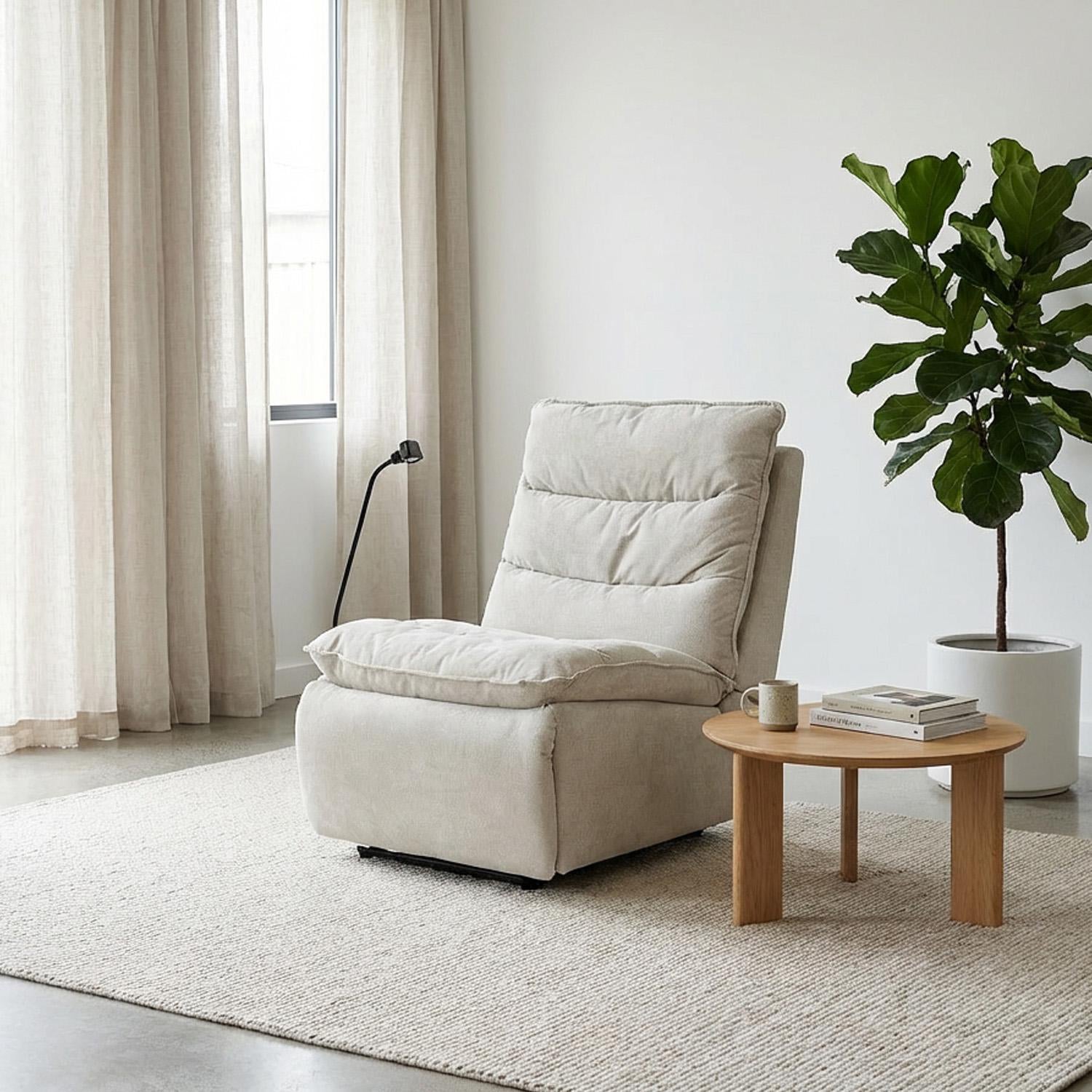 Silla Reclinable Kioto Chenille Impetu Beige, Electrica