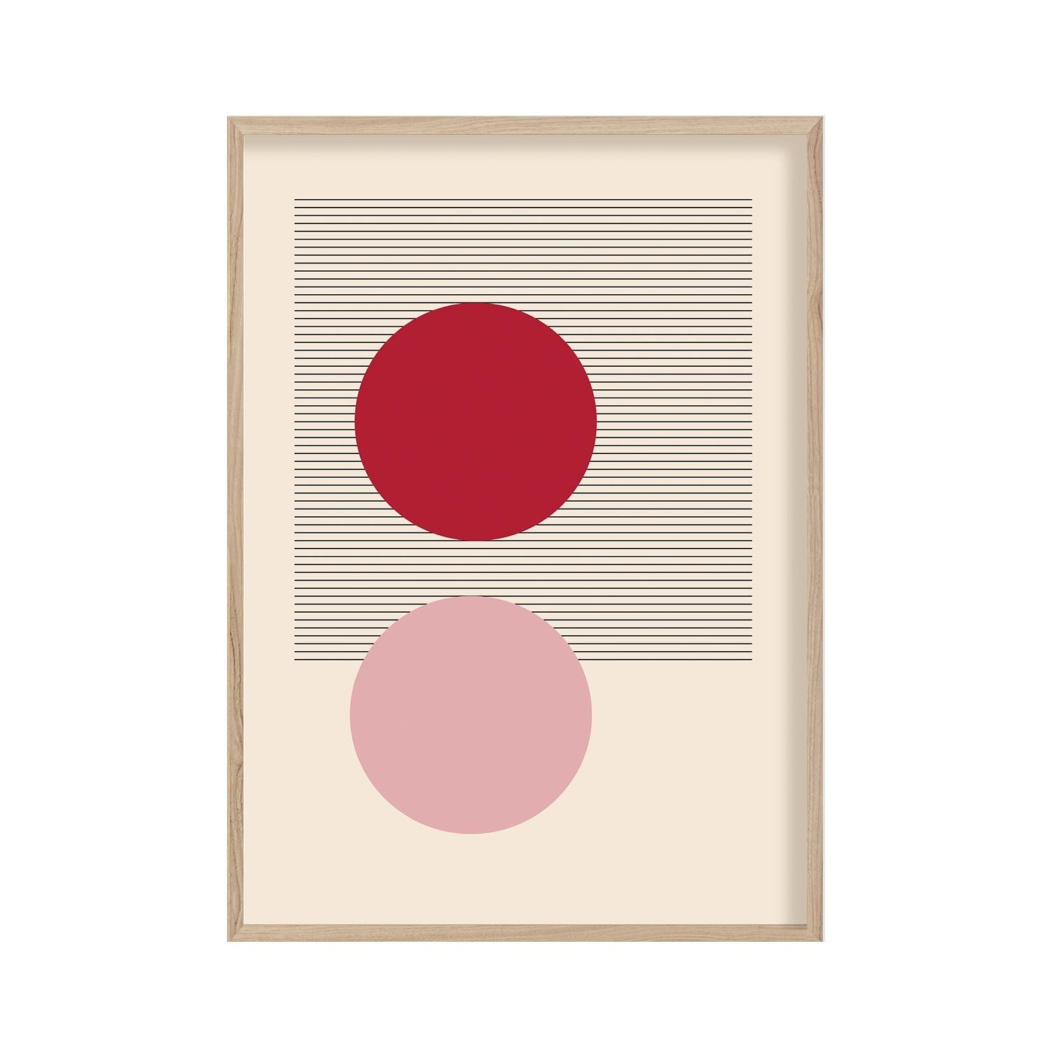 Cuadro 50X70 Rosado Rojo Circulos Moda 1