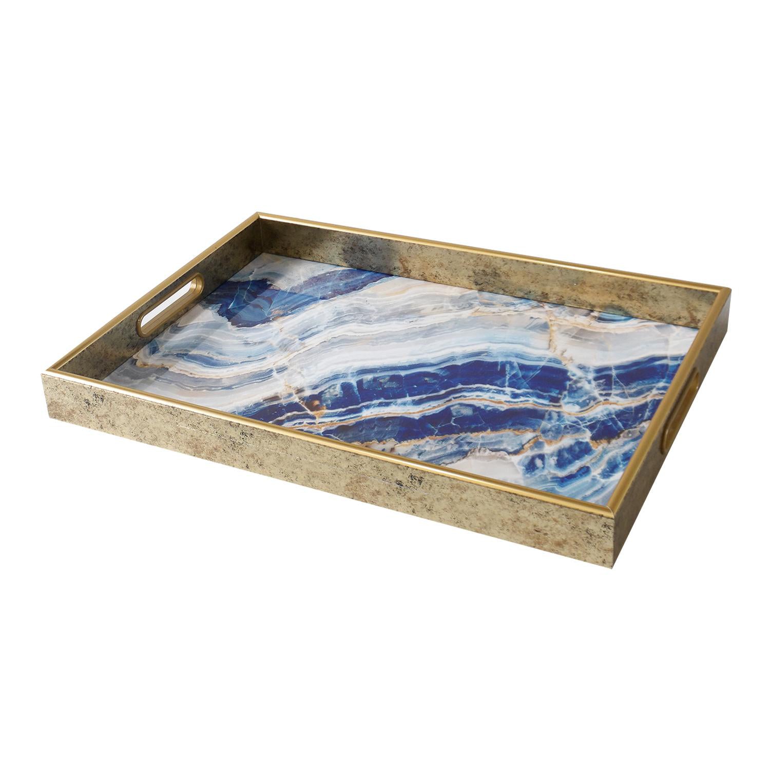 Bandeja 4.5X45X32.5Cm Marmol Azul