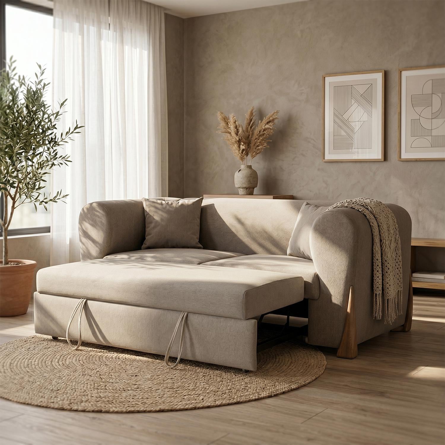 Sofa Cama Bell Impetu Beige, Natural